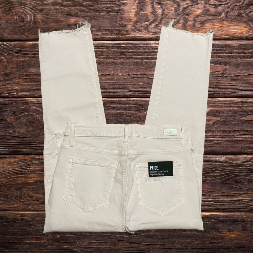 PAIGE hoxton raw hem destructed skinny crop jeans - Picture 9 of 13